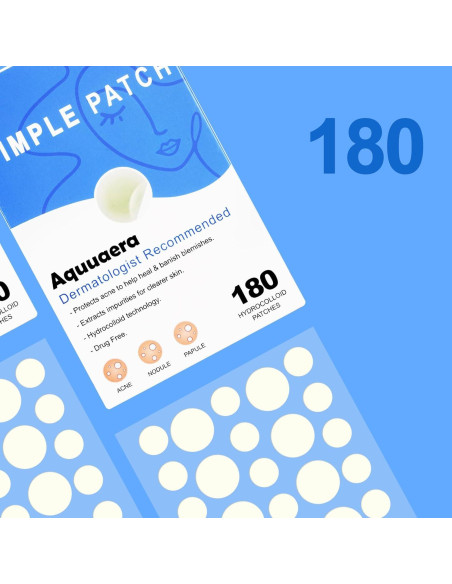 Parche Invisible para Acné Aquuaera - 180 Unidades Hidrocoloide Parche Invisible para Acné Aquuaera - 180 Unidades Hidrocoloide