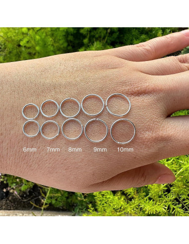 Juego de 10 Aros de Nariz Plata Esterlina 925 Hipoalergénicos
