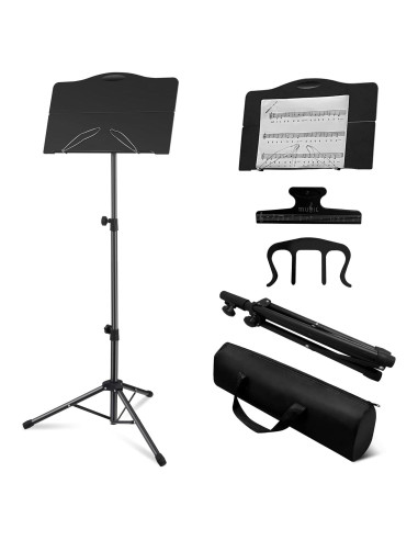Atril de Música Plegable Portátil con Clip y Sujetapáginas