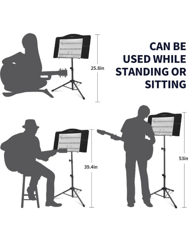 Atril de Música Plegable Portátil con Clip y Sujetapáginas