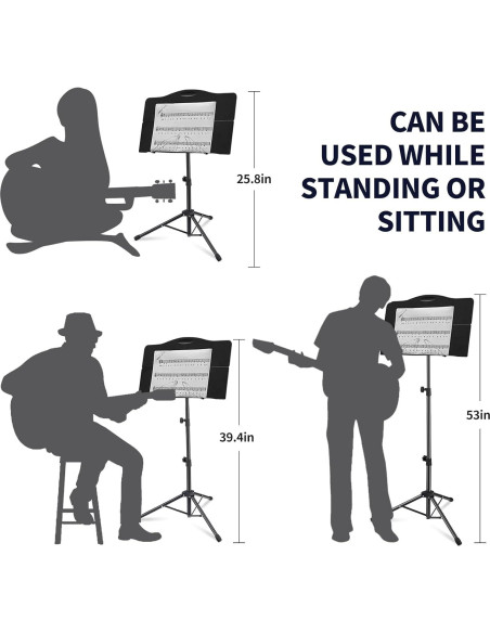 Atril de Música Plegable Portátil con Clip y Sujetapáginas