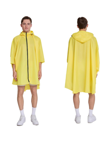 Capa Impermeable Poncho Unisex Adulto Amarillo con Capucha