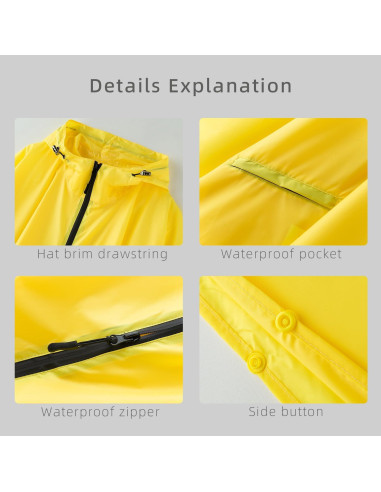 Capa Impermeable Poncho Unisex Adulto Amarillo con Capucha