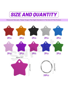 Etiquetas de Aluminio en Forma de Estrella Swpeet 40Pcs 10 Colores 2