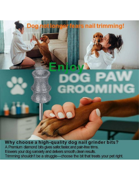 Cabezas de Repuesto para Amoladora de Uñas de Perro Fit Dremel - Punta de Diamante Indolora