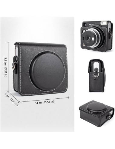Funda Protectora de Cuero PU para Fujifilm Instax SQ40 - Negra