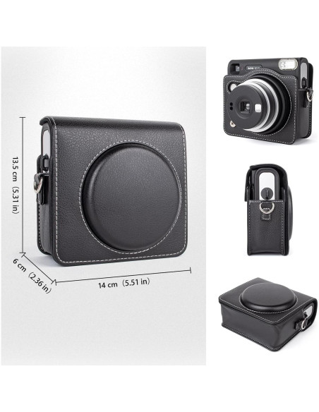Funda Protectora de Cuero PU para Fujifilm Instax SQ40 - Negra