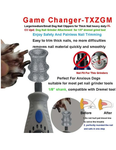 Cabezas de Repuesto para Amoladora de Uñas de Perro Fit Dremel - Punta de Diamante Indolora