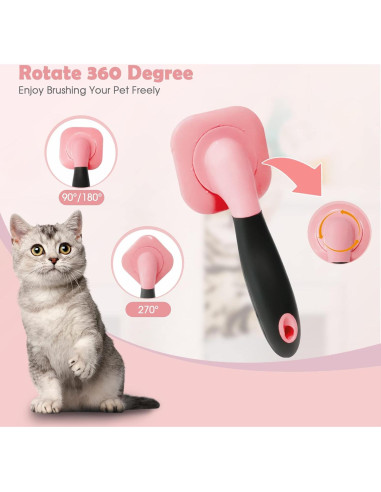 Cepillo Slicker para Perros y Gatos PETPAWJOY - Rosa 15.8x6 cm