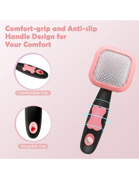 Cepillo Slicker para Perros y Gatos PETPAWJOY - Rosa 15.8x6 cm