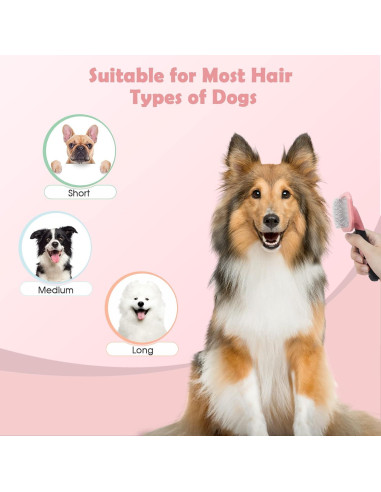 Cepillo Slicker para Perros y Gatos PETPAWJOY - Rosa 15.8x6 cm