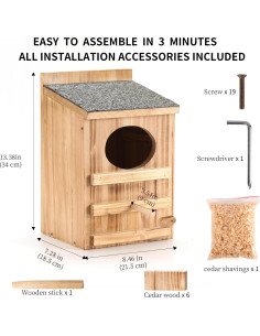 Casa de Búho Gritón HHWODB de Madera Premium 28x13x15 cm 2