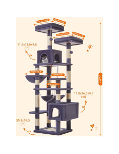 Torre para Gatos Taoqimiao MS020G 180 cm 10 Postes Rascar 2