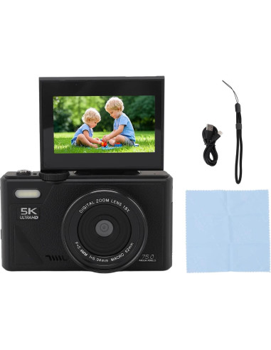 Cámara Digital 5K Bewinner 75MP Autofocus 18X Pantalla 7.62cm