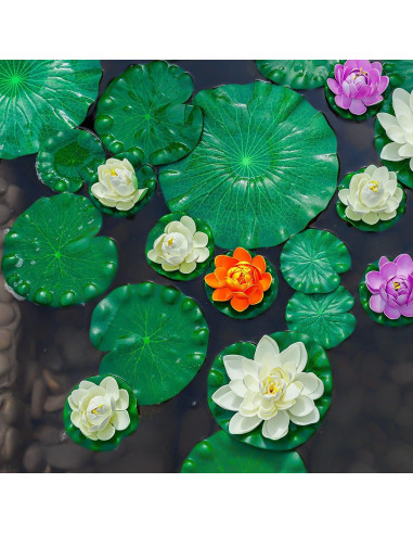 Lirios Flotantes Artificiales WhistenFla 6 Pcs Decoración Estanque