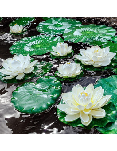 Lirios Flotantes Artificiales WhistenFla 6 Pcs Decoración Estanque