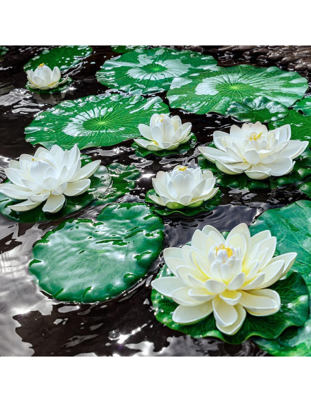 Lirios Flotantes Artificiales WhistenFla 6 Pcs Decoración Estanque
