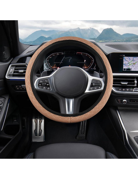 Cubierta de Volante KHGUZ Beige 38 cm Antideslizante Microfibra