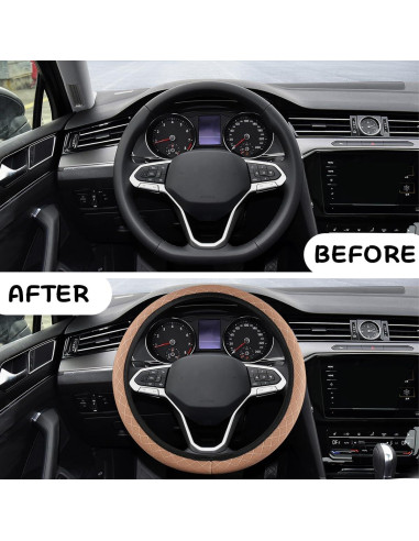 Cubierta de Volante KHGUZ Beige 38 cm Antideslizante Microfibra