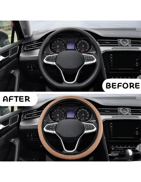 Cubierta de Volante KHGUZ Beige 38 cm Antideslizante Microfibra