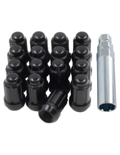 Juego de 16 Tuercas de Rueda M12x1.5 Acero Negro con Llave