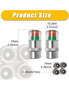 4 Tapones de Válvula de Presión Neumáticos BSAMZO 32PSI 2