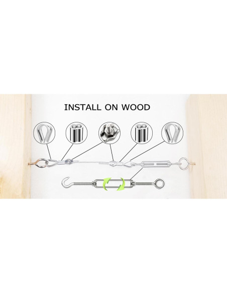 Kit de Colgado de Luces de Cuerda 50M GZFTM Cable Acero Inoxidable Kit de Colgado de Luces de Cuerda 50M GZFTM Cable Acero Inoxidable