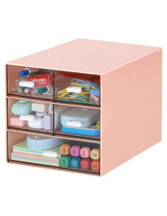 Organizador de Escritorio LETURE Rosa 5 Cajones Plástico