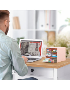 Organizador de Escritorio LETURE Rosa 5 Cajones Plástico 2