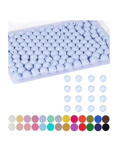 140 Perlas de Silicona 15mm Anjpuy Azul Pastel para DIY
