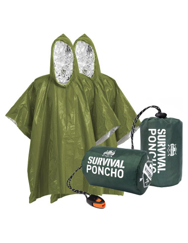 Poncho de Supervivencia Monterra Mylar Impermeable 2 Pcs