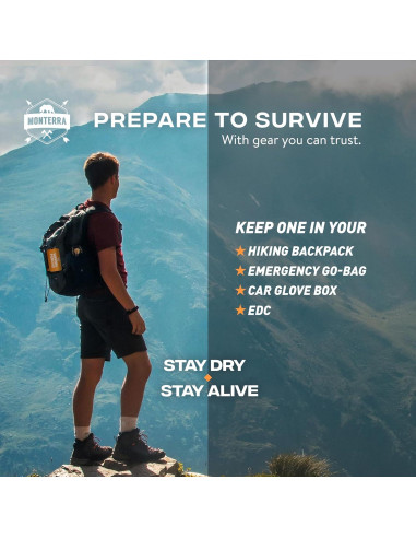 Poncho de Supervivencia Monterra Mylar Impermeable 2 Pcs