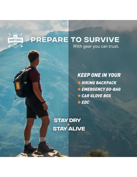 Poncho de Supervivencia Monterra Mylar Impermeable 2 Pcs