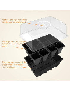 Bandeja de Inicio de Semillas Gardzen 3 Paquete con Tapa Ventilada 2