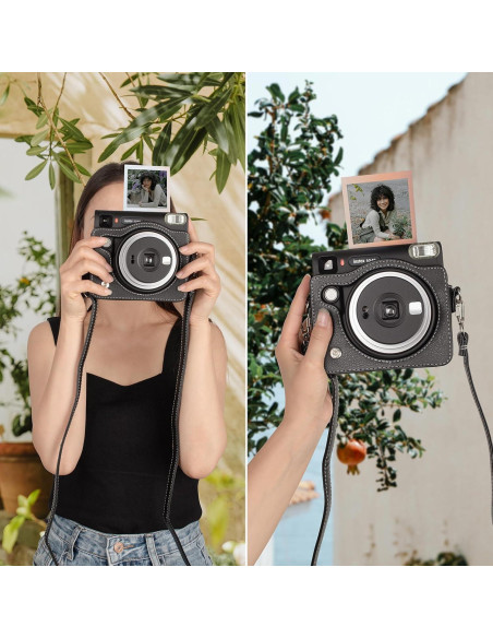 Funda Protectora de Cuero PU para Fujifilm Instax SQ40 - Negra