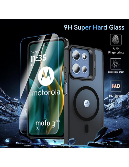 Funda OWKEY Magnética para Moto G 2025 Antihuellas Negra