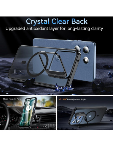 Funda OWKEY Magnética para Moto G 2025 Antihuellas Negra