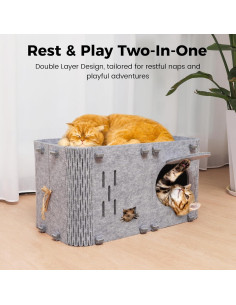 Casa para Gatos Aitmexcn Moderna 56.5x30.5x30 cm Gris 2