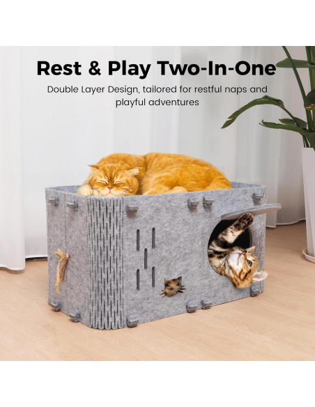 Casa para Gatos Aitmexcn Moderna 56.5x30.5x30 cm Gris