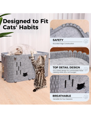 Casa para Gatos Aitmexcn Moderna 56.5x30.5x30 cm Gris