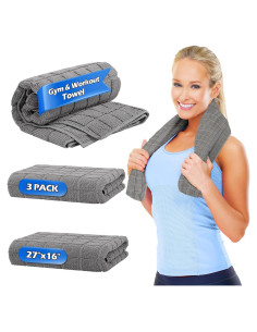 Toallas de Microfibra para Gimnasio HOMERHYME - 3 Piezas 68.6x40.6cm