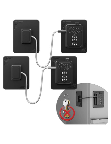 Cerraduras de Seguridad para Refrigerador Lexng - 2 Piezas, Código 3 Dígitos, Negro Cerraduras de Seguridad para Refrigerador Lexng - 2 Piezas, Código 3 Dígitos, Negro