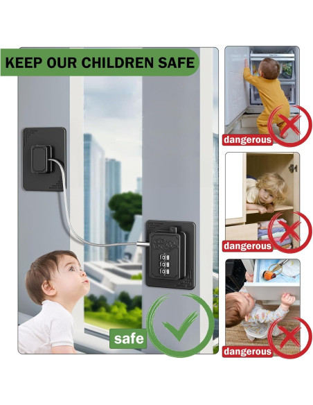 Cerraduras de Seguridad para Refrigerador Lexng - 2 Piezas, Código 3 Dígitos, Negro Cerraduras de Seguridad para Refrigerador Lexng - 2 Piezas, Código 3 Dígitos, Negro