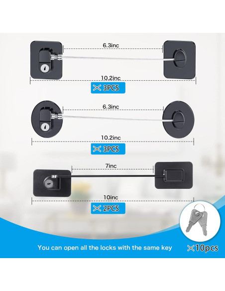 Cerraduras de Refrigerador Hotop 8 Piezas con 10 Llaves