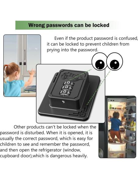Cerraduras de Seguridad para Refrigerador Lexng - 2 Piezas, Código 3 Dígitos, Negro Cerraduras de Seguridad para Refrigerador Lexng - 2 Piezas, Código 3 Dígitos, Negro