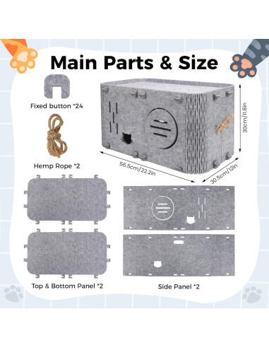 Casa para Gatos Aitmexcn Moderna 56.5x30.5x30 cm Gris