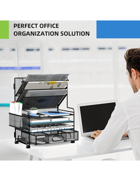 Organizador de Escritorio MINDEPOT 4 Niveles + Cajón Negro Organizador de Escritorio MINDEPOT 4 Niveles + Cajón Negro