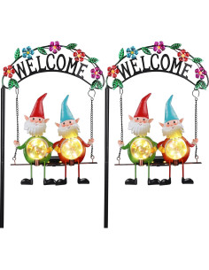 Paquete de 2 Luces Solares Decorativas Gnomo JJALIGHTS 2