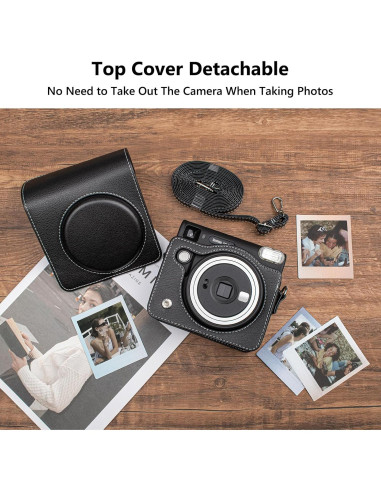 Funda Protectora de Cuero PU para Fujifilm Instax SQ40 - Negra