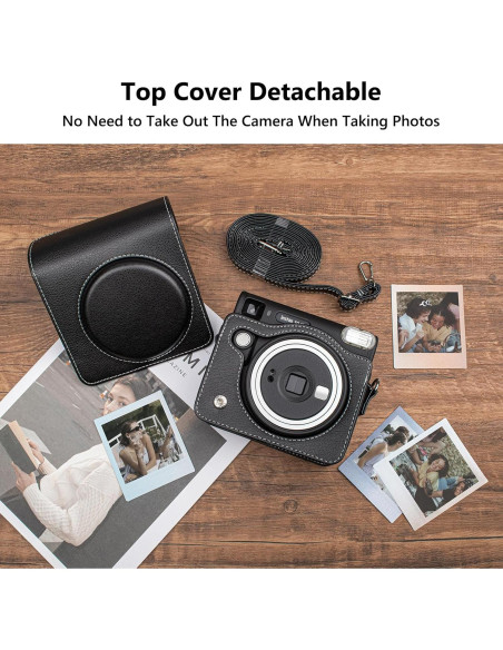 Funda Protectora de Cuero PU para Fujifilm Instax SQ40 - Negra